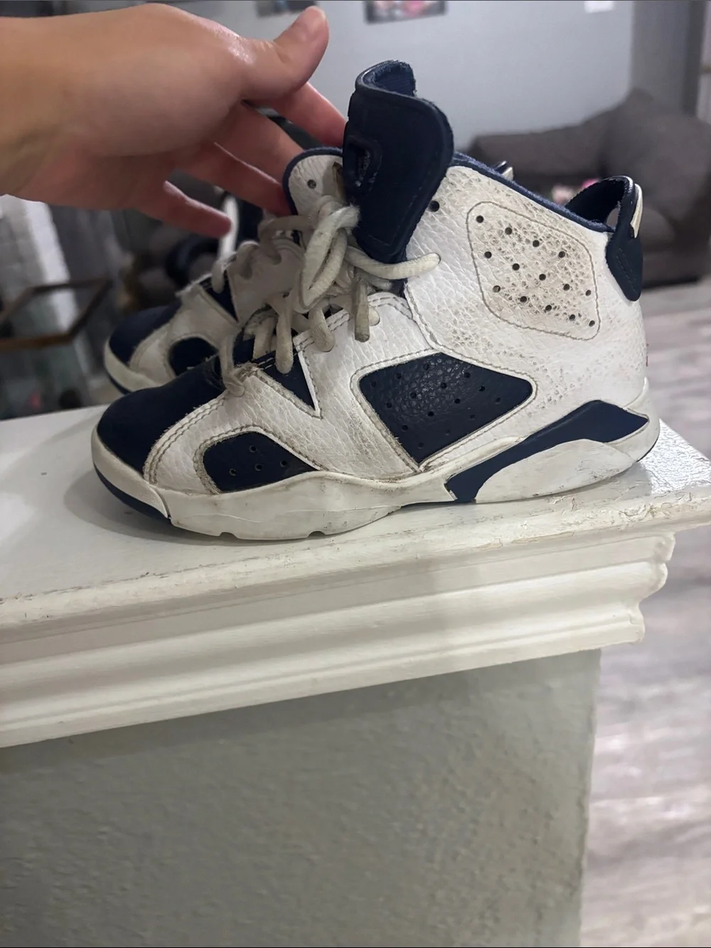Jordan Kids Navy and White Retro Sneakers